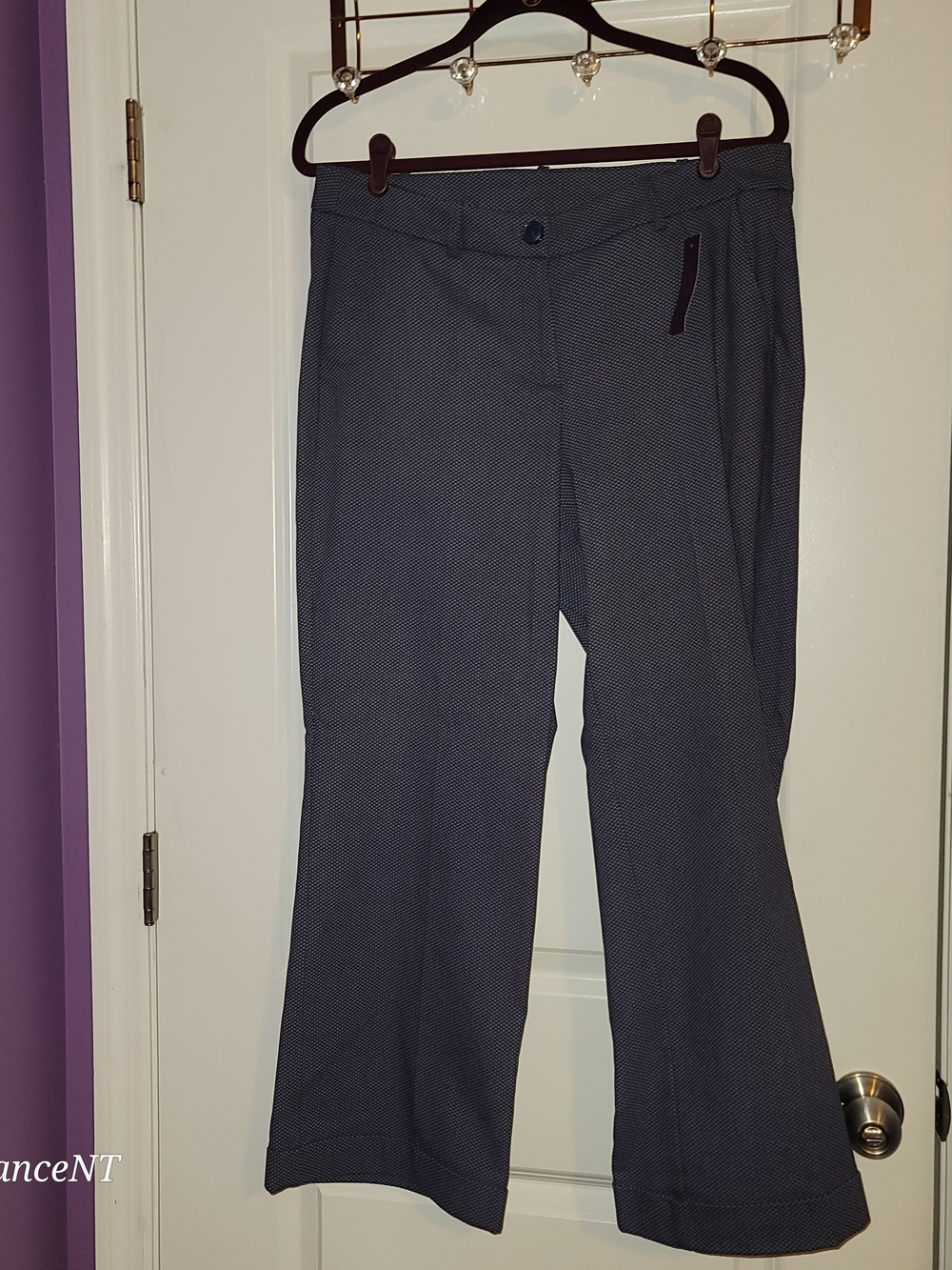 Lane Bryant Navy Blue Micro-Pattern Dress Pants Sz: 14 - Picture 2 of 6